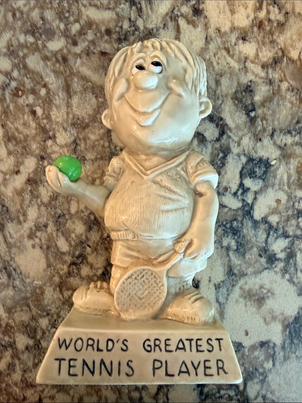 WORLD'S GREATEST TENNIS PLAYER Figurine - Cream with Green Accent